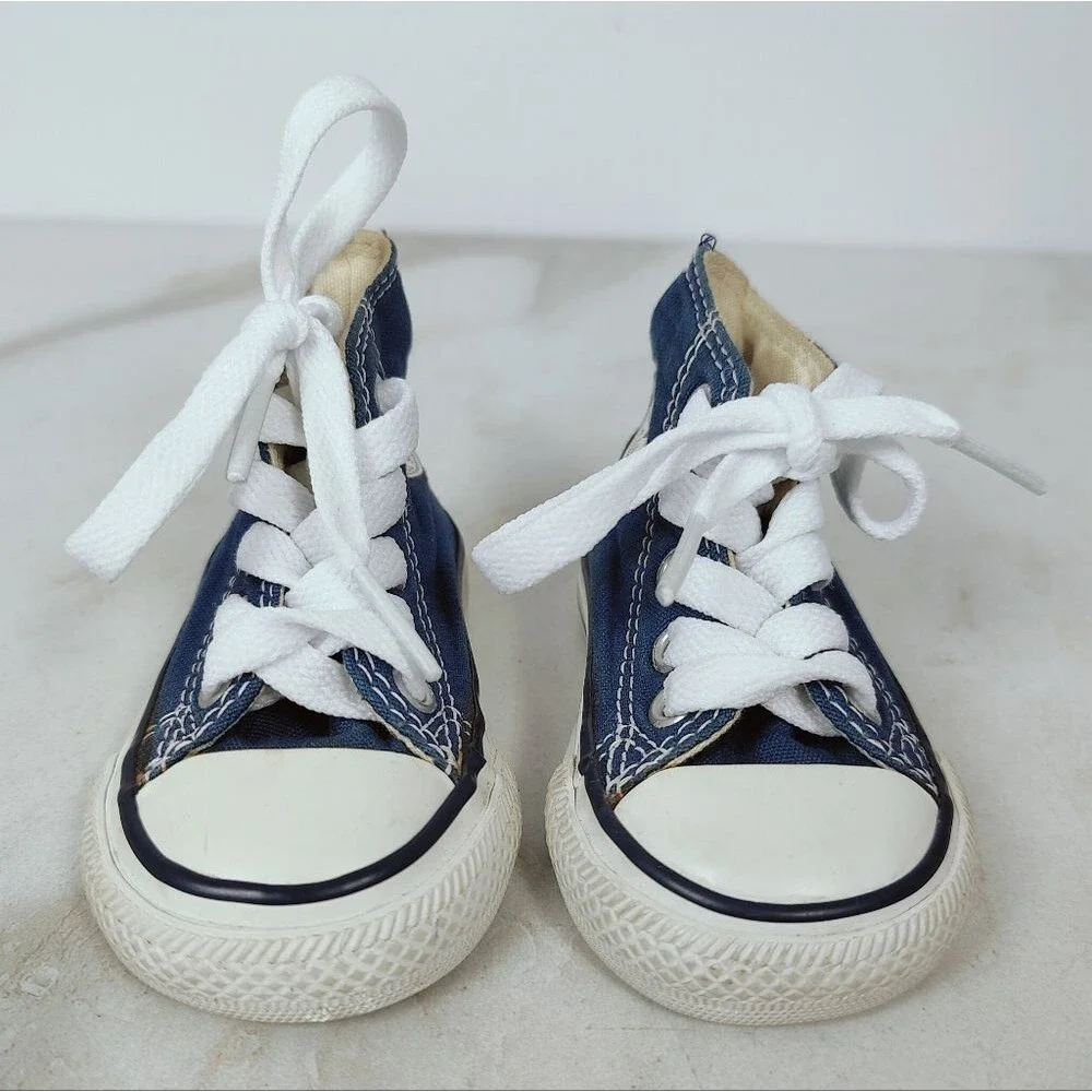 Converse Baby Infant Chuck Taylor All Star Hi Shoes Navy White, Sz 2